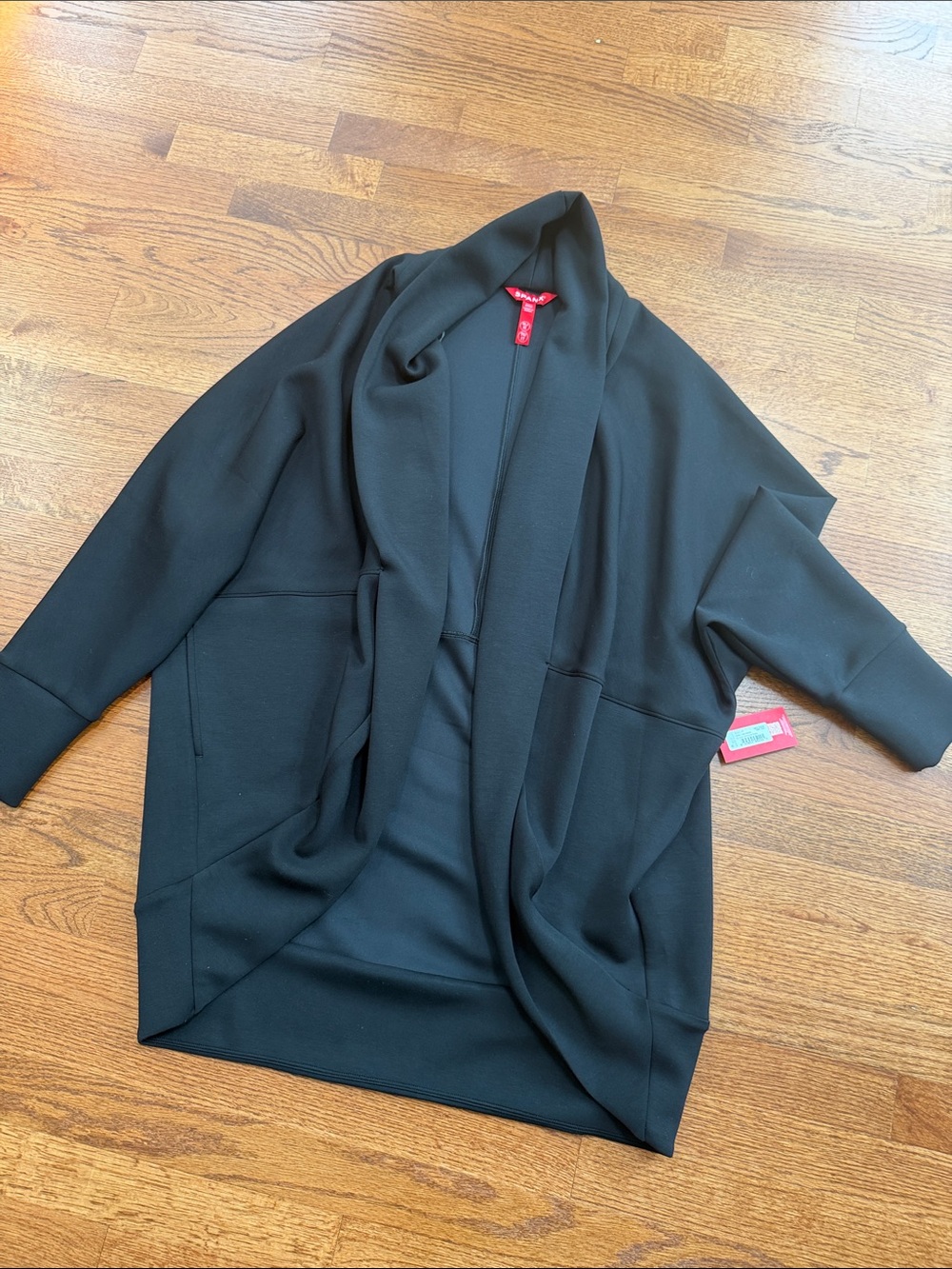 SPANX Black Open-Front Draped Cape Jacket